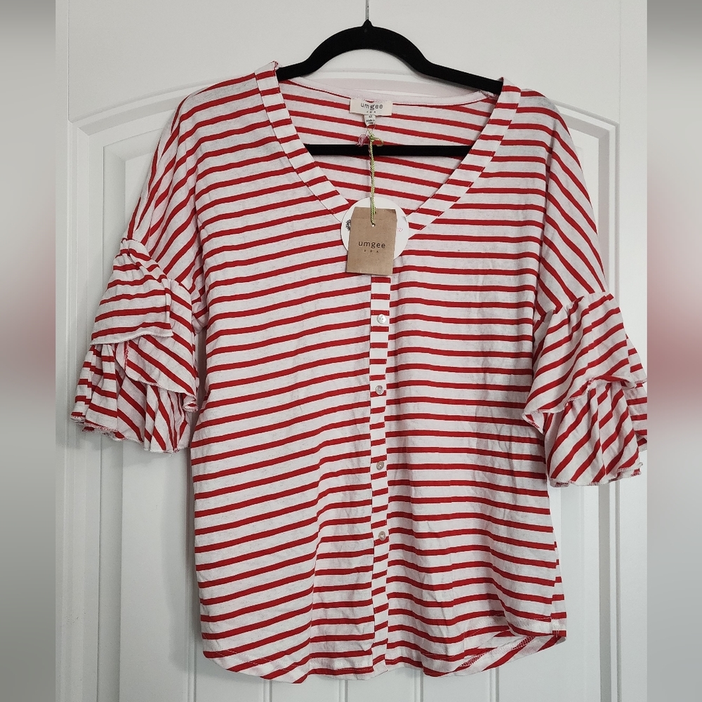 New red and white stripes blouse.